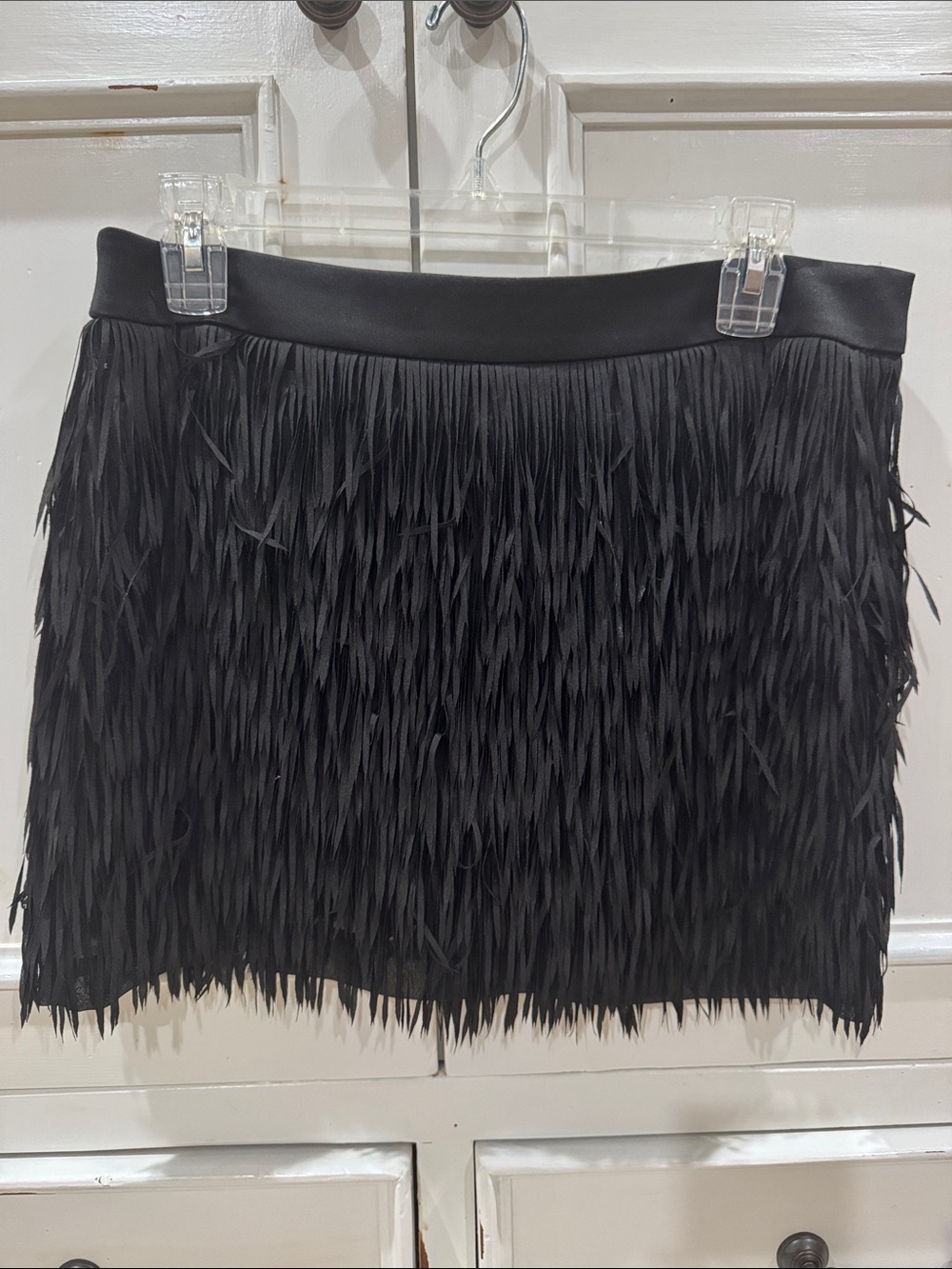 Express Black Fringe Mini Skirt